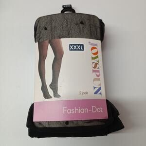 Size XXXL 2 Pr Joyspun Fashion Tights Black Dotted Sheer Navy Opaque